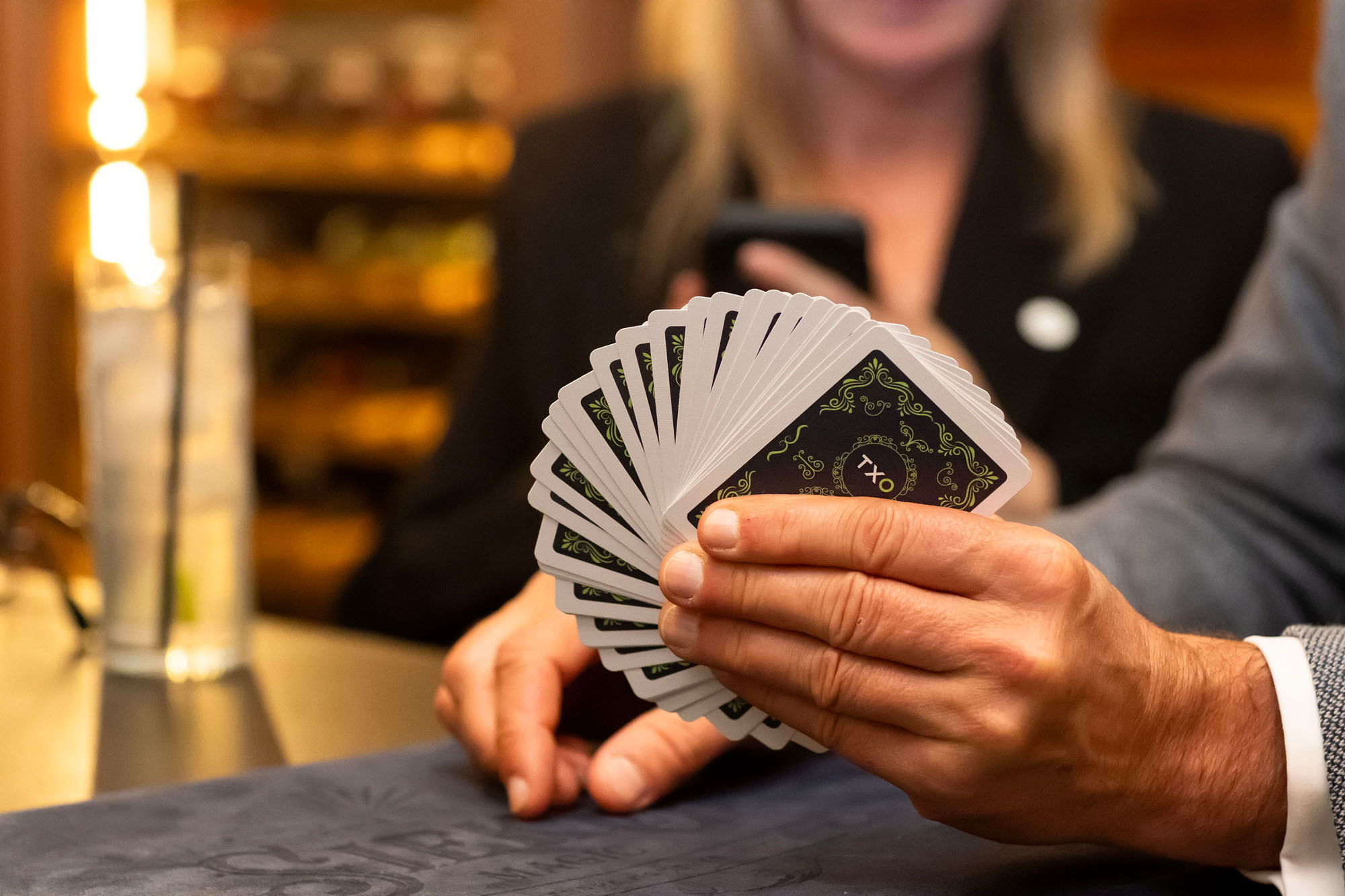 Custom playing cards used by magician Saint-Tropez for private events and luxury hospitality